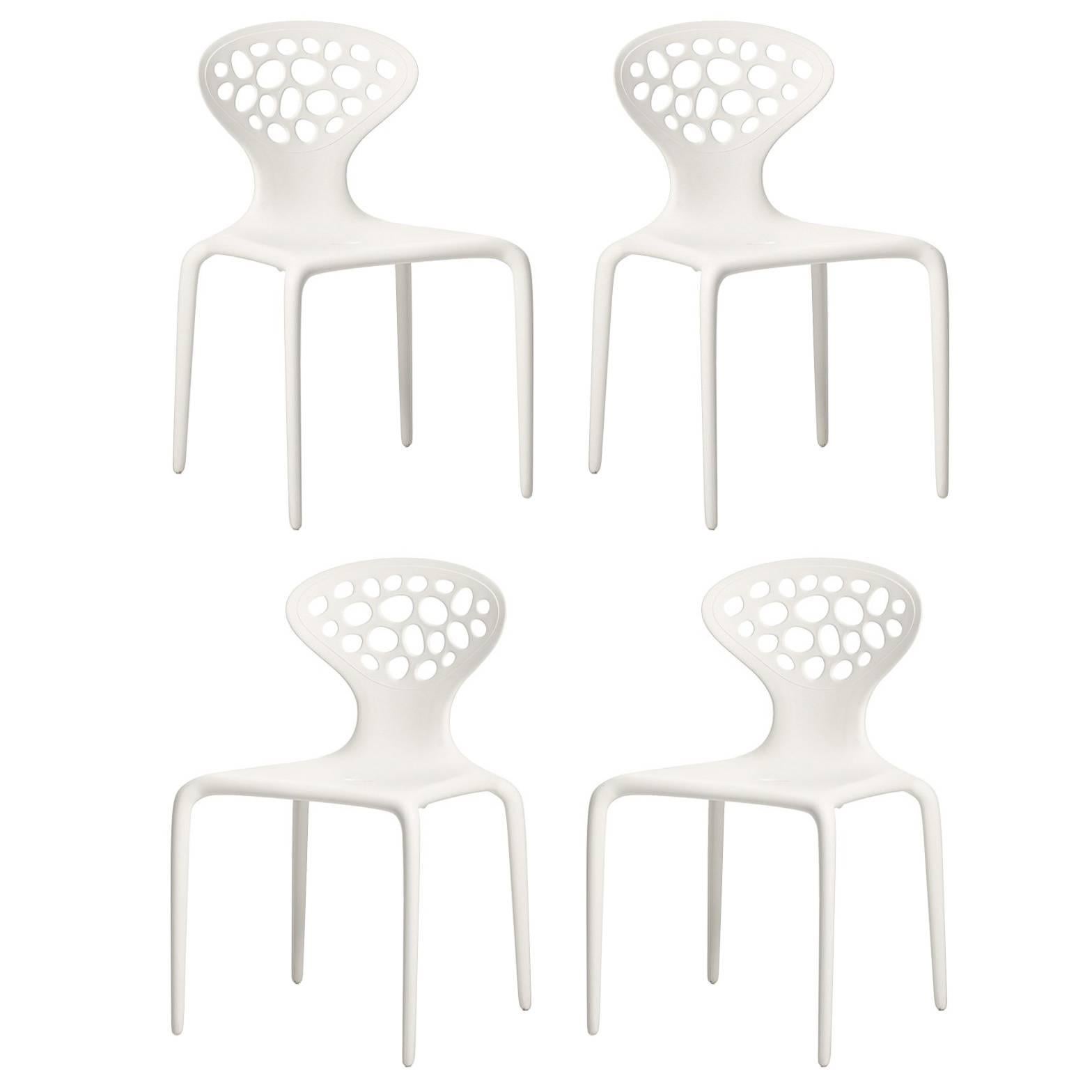 Set of Four Moroso Supernatural Chairs with Perforated Back For Sale