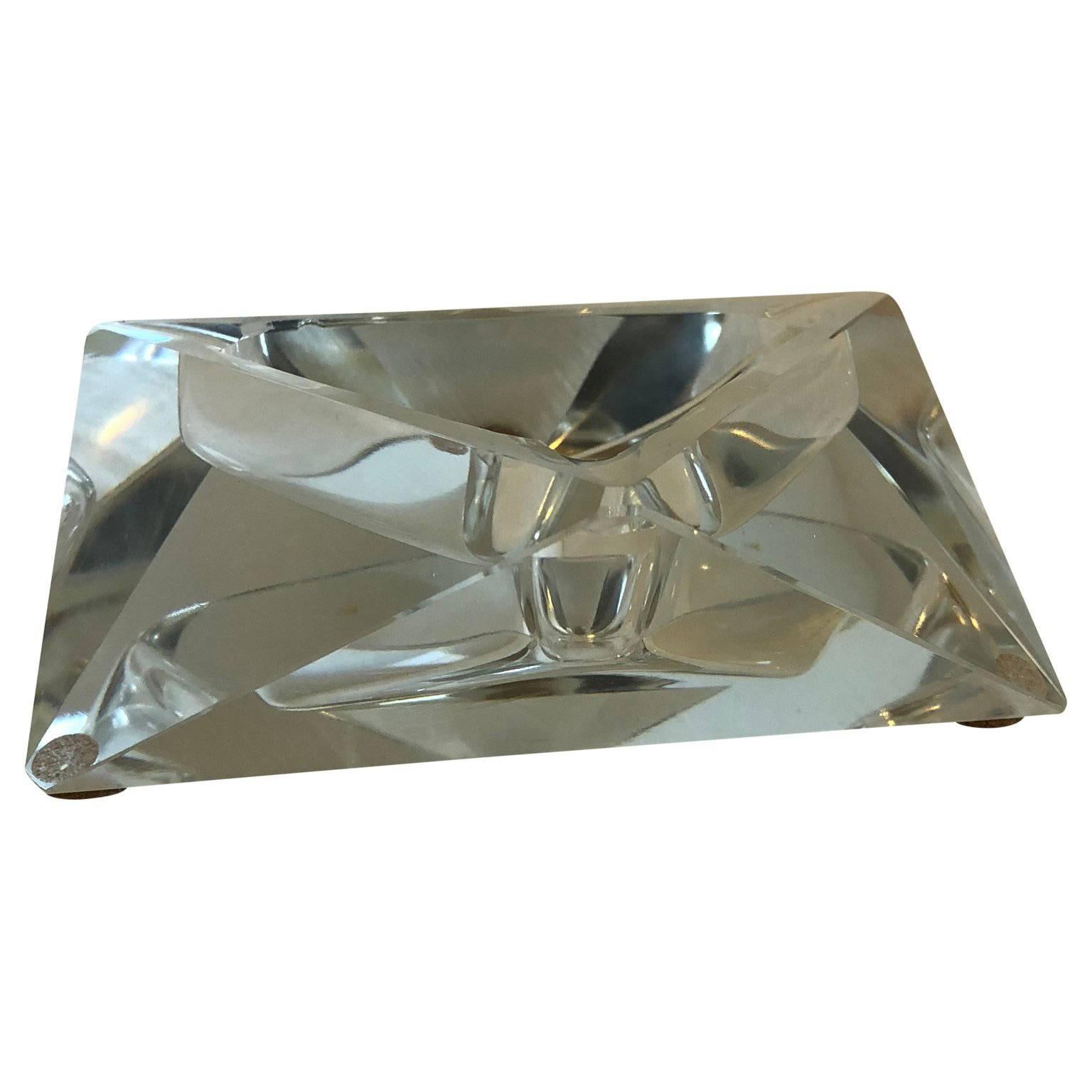 Large Art Deco Baccarat Faceted Crystal Star-of David Ashtray