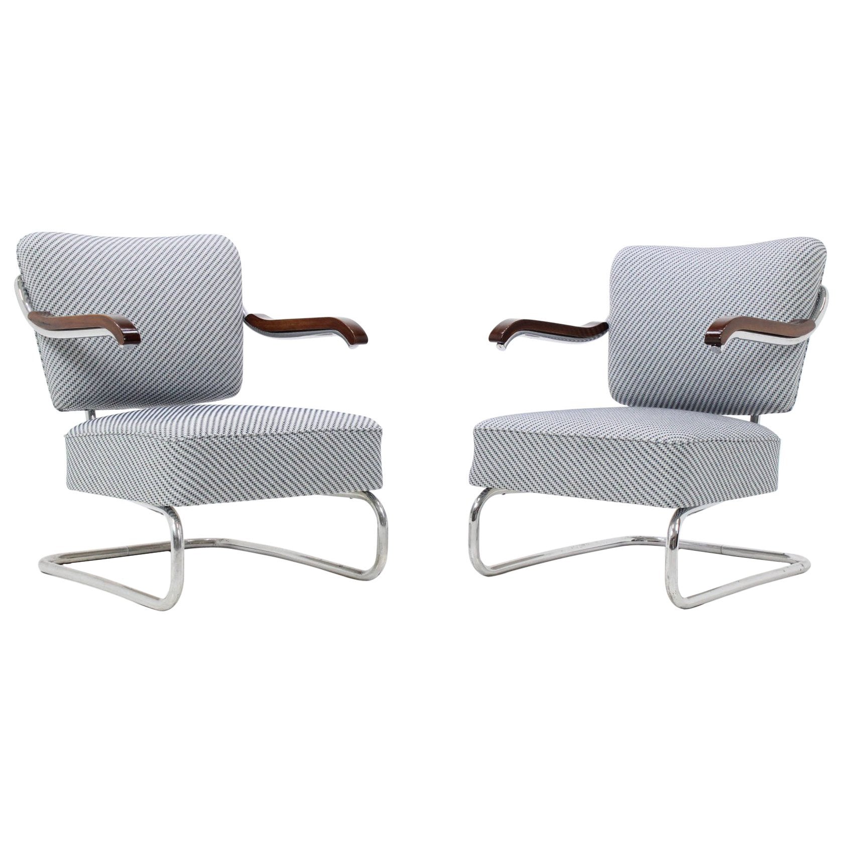 Pair Of 1930 Bauhaus Tubular Steel Armchairs By M Cke Pair Of 1930 Bauhaus Tubular Steel Armchairs By M Cke