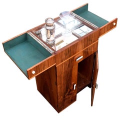 Vintage English 1930s Art Deco Walnut Portable Cocktail Cabinet