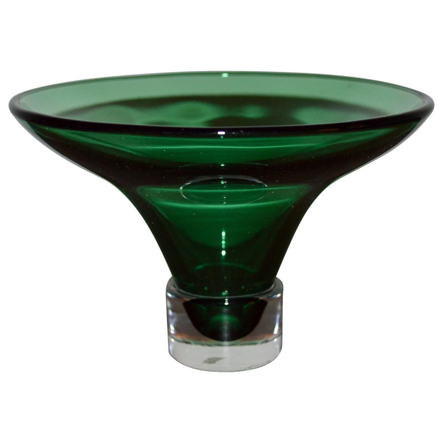 Italian Mid-Century Modern Green Murano Bowl For Sale