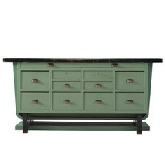 Belgian Midcentury Freestanding Counter in Turquoise