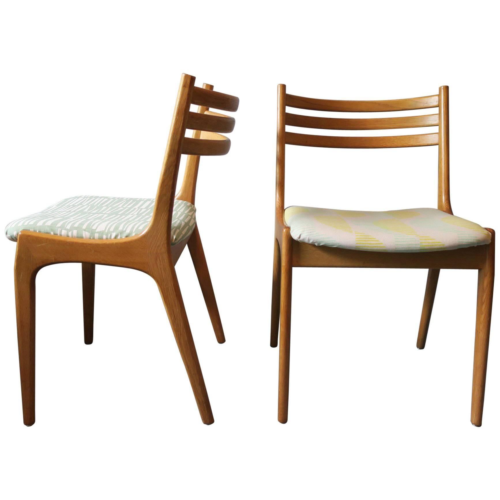 Finely Shaped Rare Pair of Danish Elm Chairs For Sale