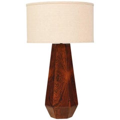 Midcentury Rosewood Sculptural Hexagonal Table Lamp