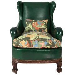 Edwardian Green Leather Club Chair