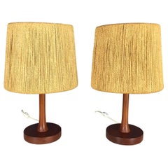 Teak and Rope Midcentury Table Lamps a Pair of after Ib Fabiansen