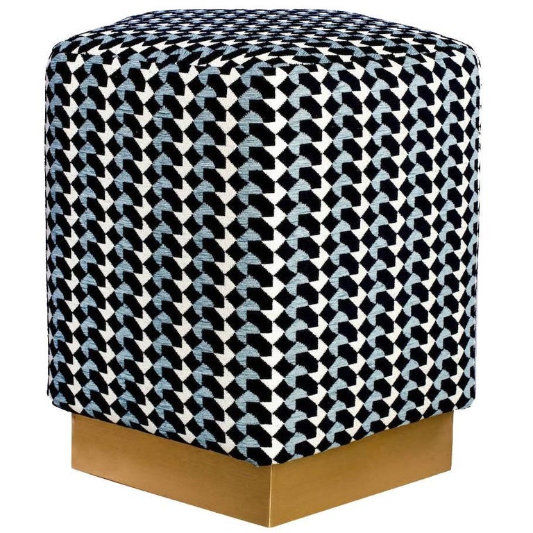 Ermes Pentagon Belo Pouf with Curvature Collection and Brass or Steel ...
