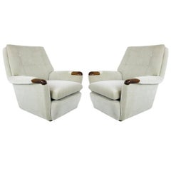 Pair of Vintage Italian Lounge Chairs in Holly Hunt Velvet