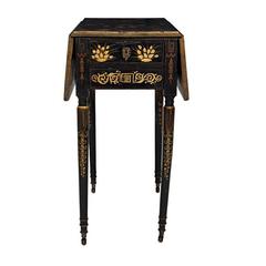 19th Century Regency Black Japanned, Drop-Leaf Side Table 4