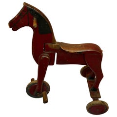 Red Antique Children’s Tricycle Horse Denmark 19th Century 
