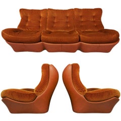 1970s Space Age Sofa and Pair of Armchairs