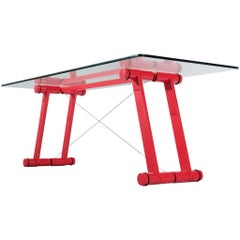 Superstudio Red Dining Table with Glass Top