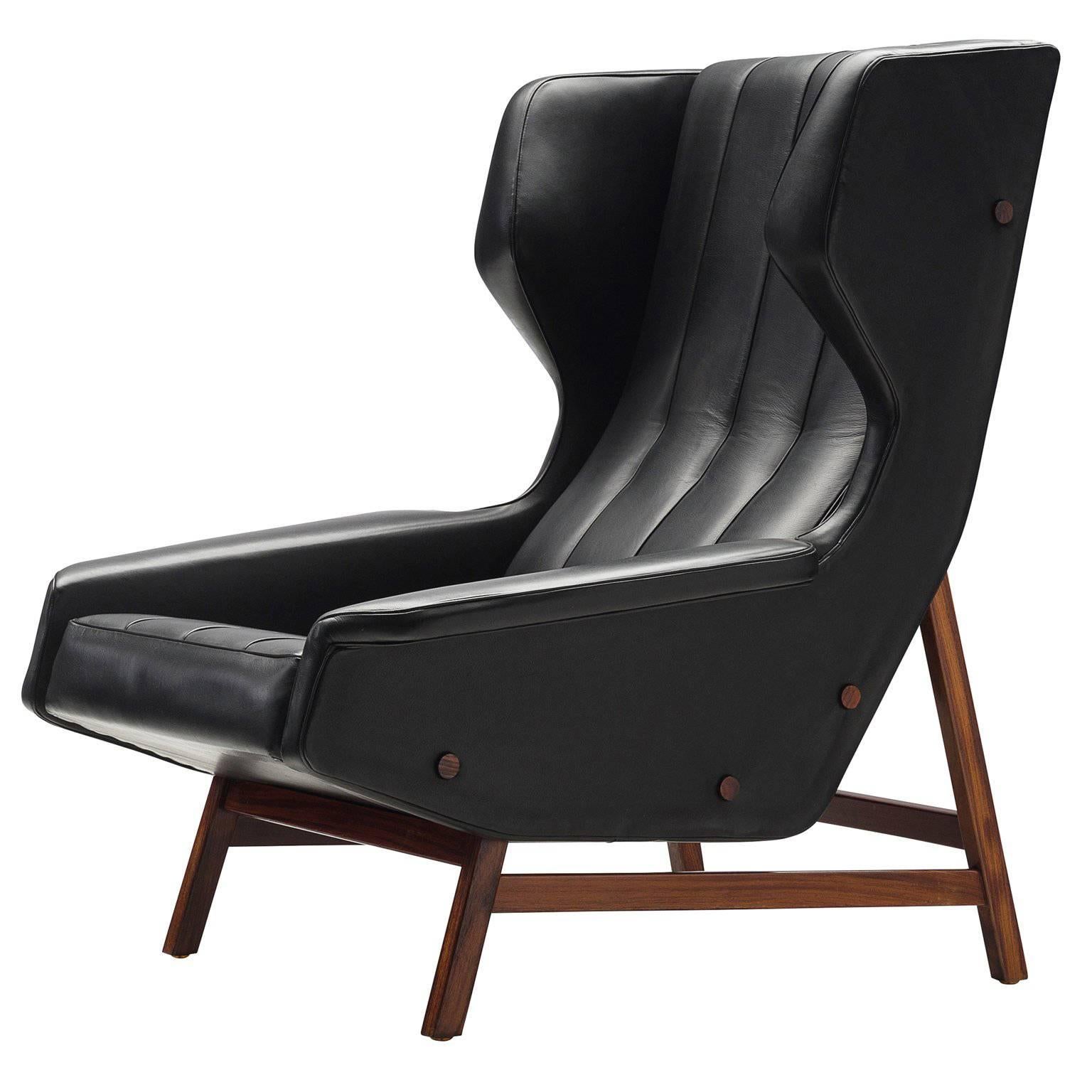 Gianfranco Frattini Chair Reupholstered with Aniline Leather Rosewood