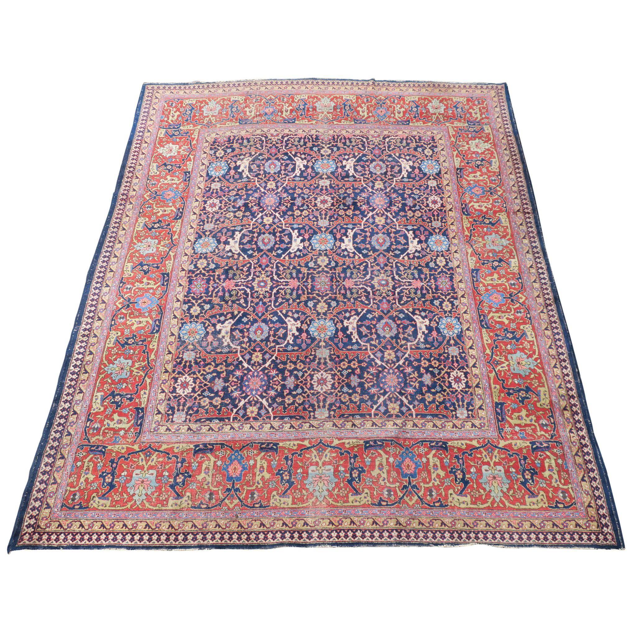 Antique Tabriz Carpet, Wide Border