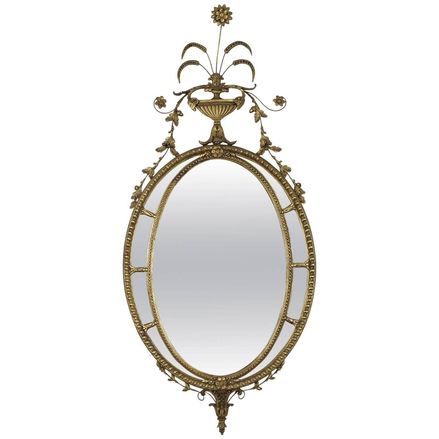 1940's Oval Neoclassical Giltwood Mirror