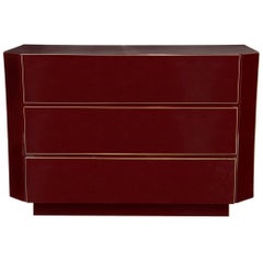 1970s Burgundy Red Lacquer Guy Lefvrere Chest For Maison Jansen