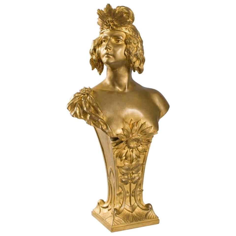 Louis Chalon French Art Nouveau Bronze Bust