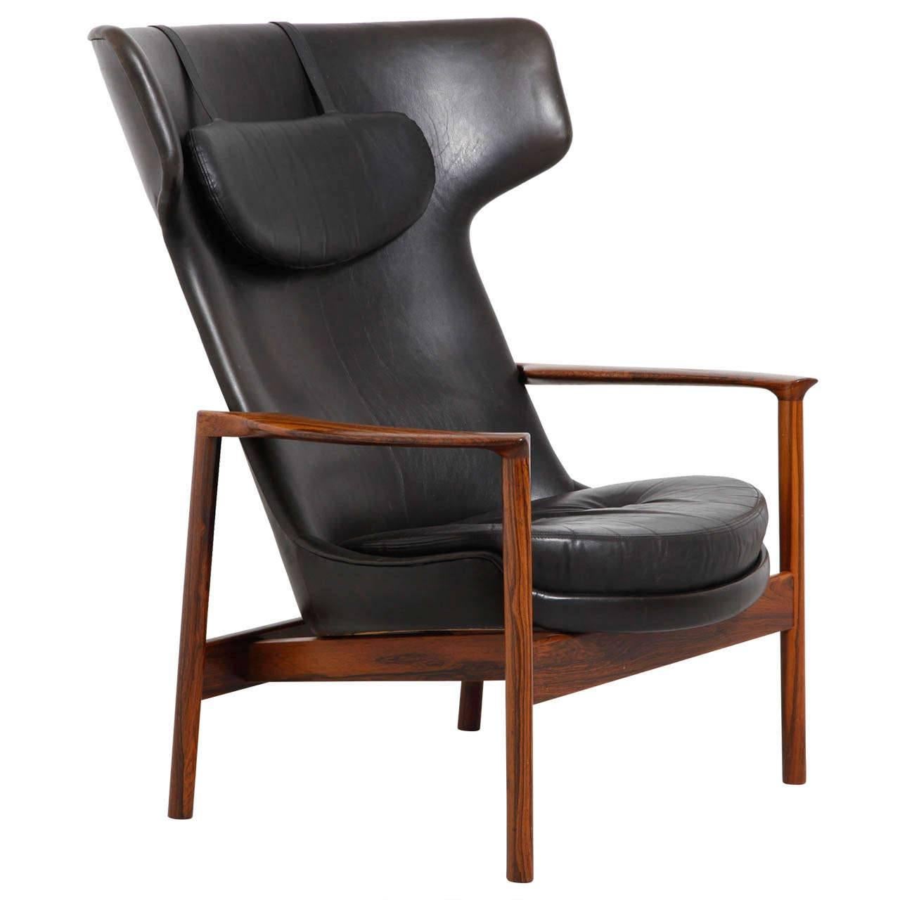 Large Wing Back Lounge Chair Designed by Ib Kofod-Larsen, Denmark