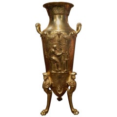 19th Century Neoclassical Bronze Dore Urn Signed F. Levillain