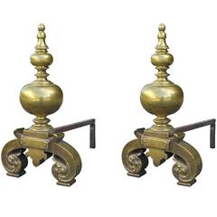 Pair of 19th Century English Brass Andirons 3