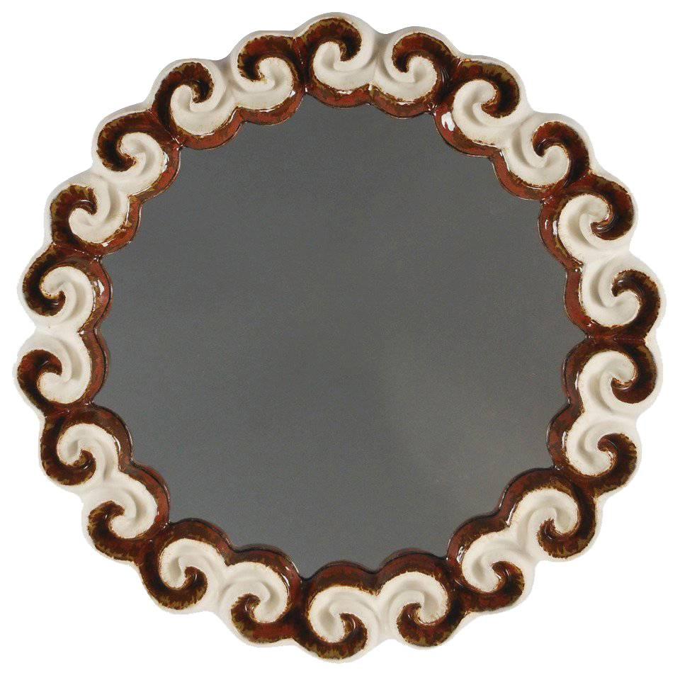 Glazed Stoneware Cloud Mirror by Gail Dooley For Sale