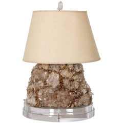 Monumental Rock Crystal Lamp with String Shade