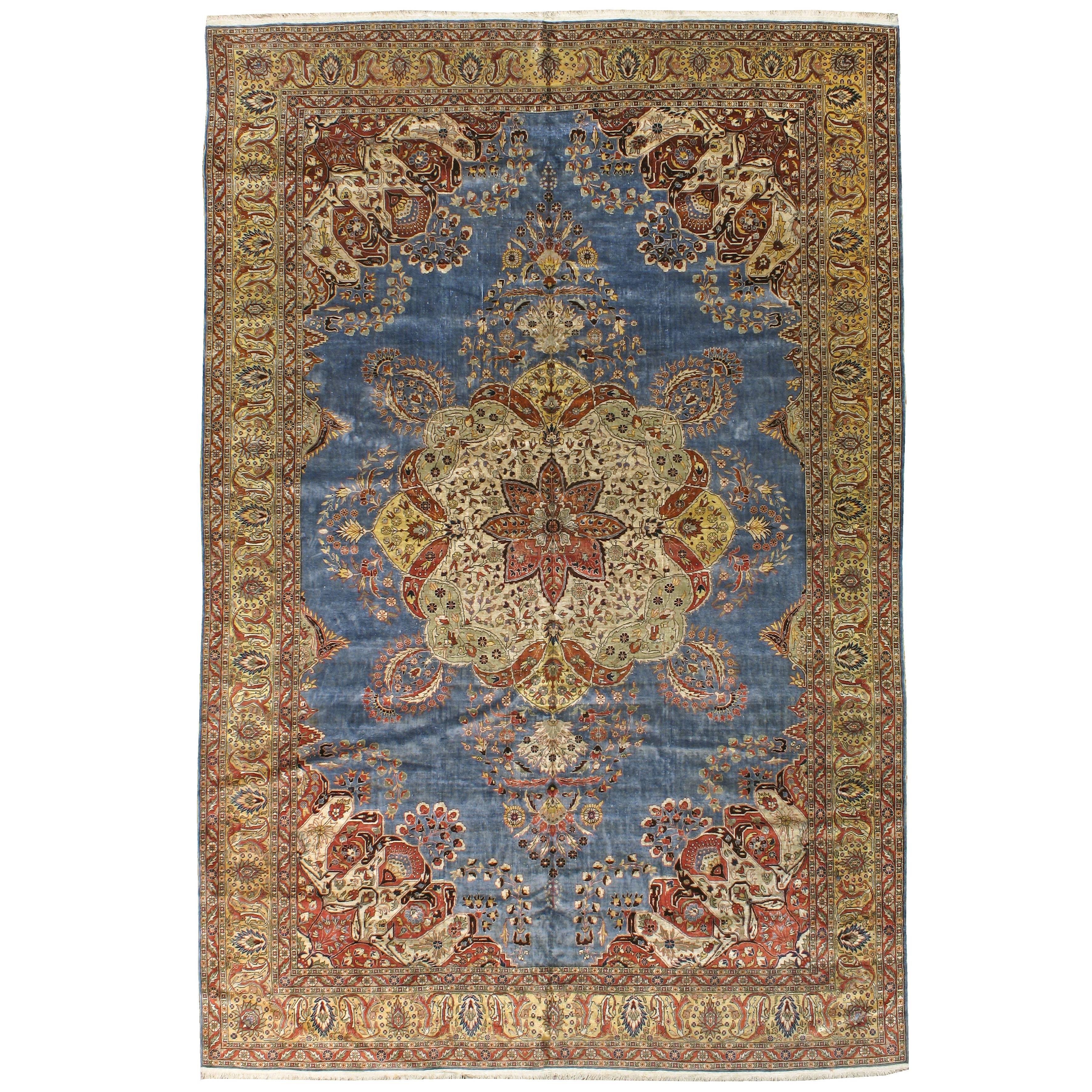 Vintage Turkish Silk Herekeh Rug For Sale