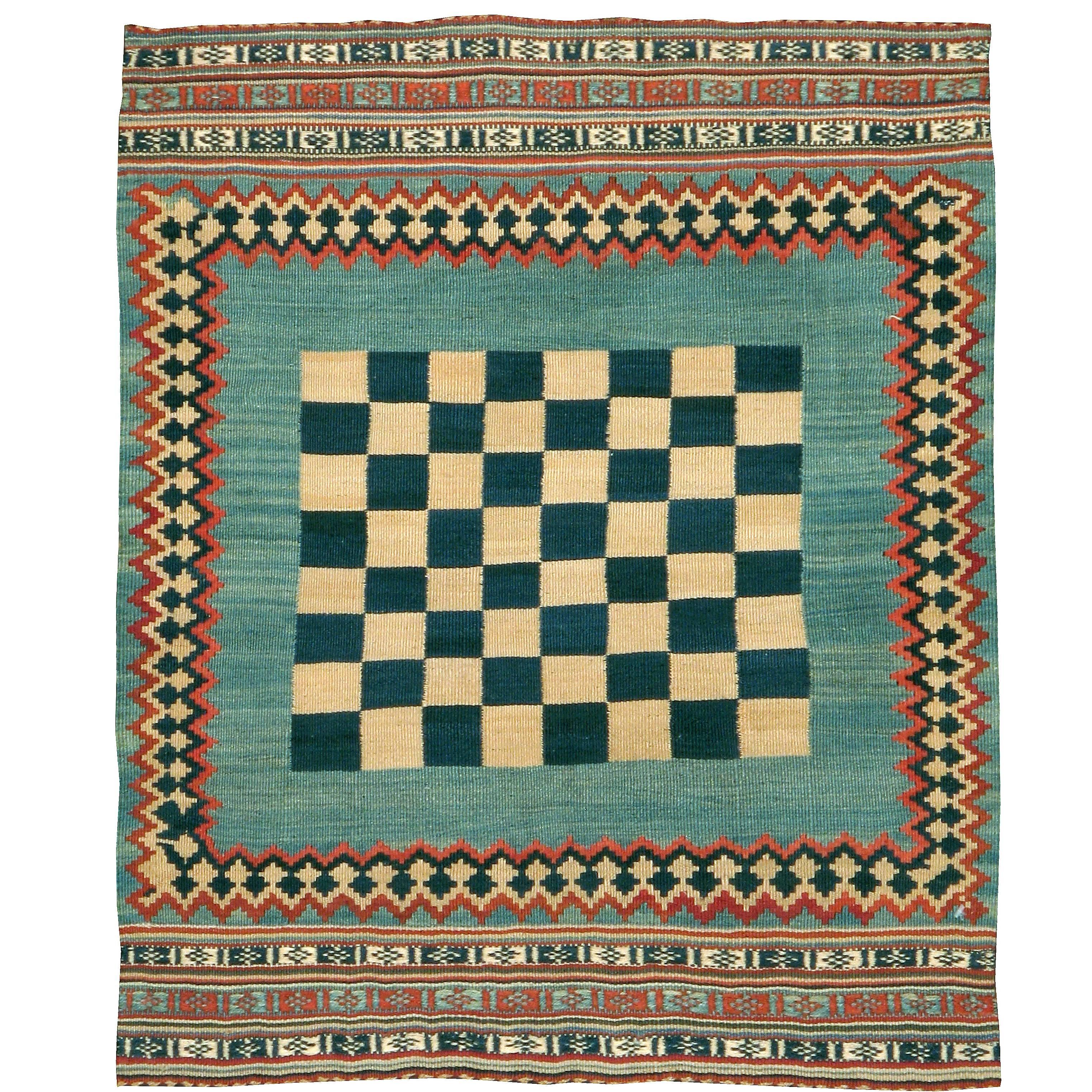 Vintage Persian Kilim Flat-Weave Rug For Sale