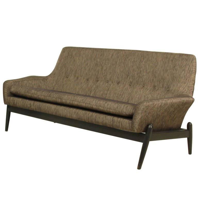 1950 S Scandinavian Kofold Ln Sofa Upholstered In Black And Gold 1950 S Scandinavian Kofold Ln Sofa Upholstered In Black And Gold Linen For