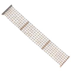 Belle Époque Natural Pearl Diamond Gold Platinum Bracelet 10