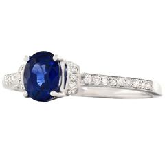 Fine Sapphire and Diamond Ring in White Gold 10