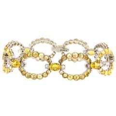 Jona Yellow and Orange Sapphire Diamond White Gold Link Bracelet 7