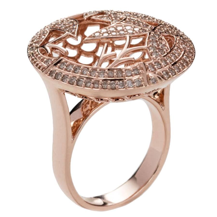 Jade Jagger Opium Bamboo Diamond and Rose Gold Ring For Sale