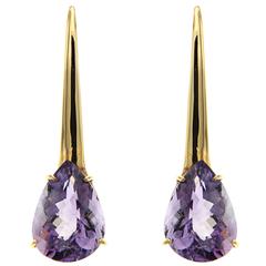 Violet Amethyst Rose Gold Dangle Earrings Modern