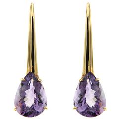 Violet Amethyst Rose Gold Dangle Earrings Modern 5
