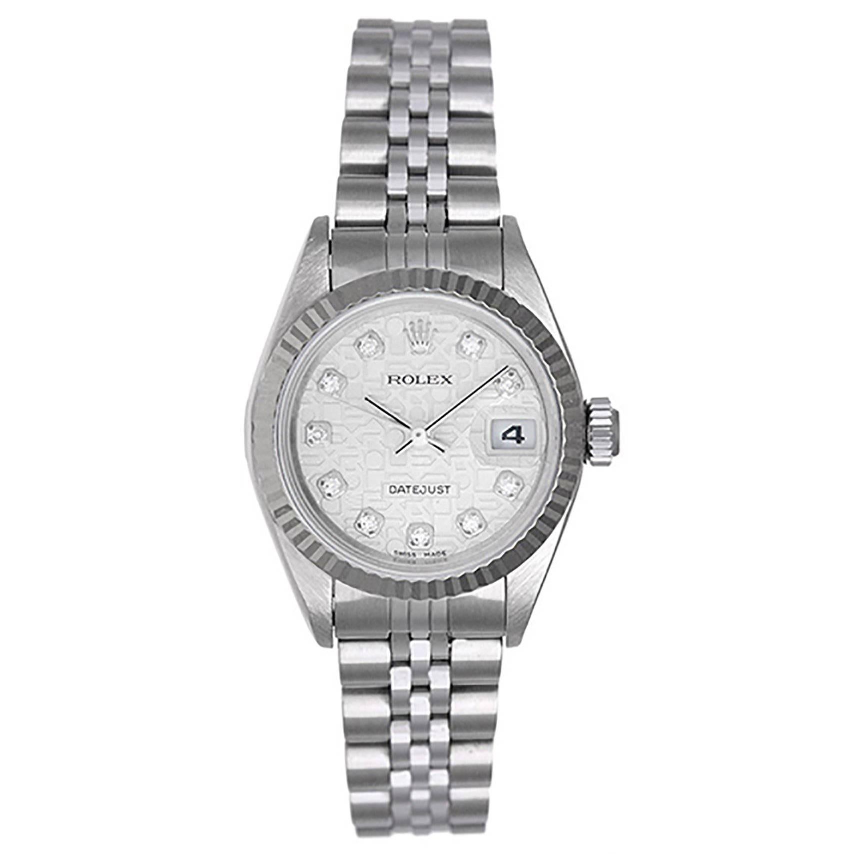 Rolex Ladies White Gold Stainless Steel Datejust Automatic Wristwatch Ref 79174