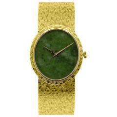 Piaget Ladies Yellow Gold Jade Stone Manual Dial Wristwatch