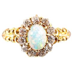 Precious Opal Diamond Gold Ring