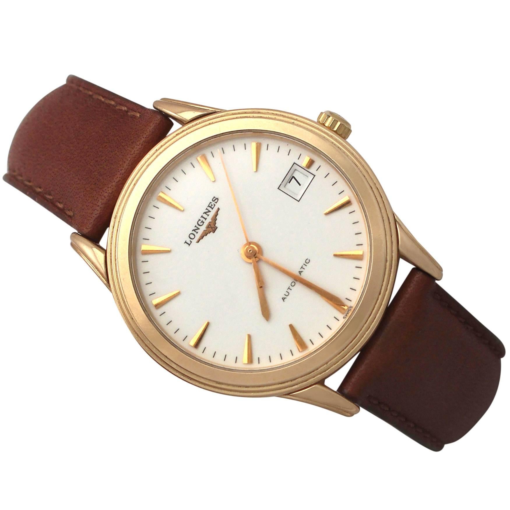 Longines Flagship 18k Rose Gold Gent's Wrist Watch - Vintage Circa 1990
