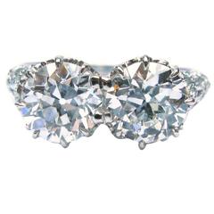 Art Deco Old European Cut Diamond Platinum Twin Ring 9