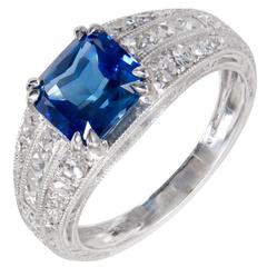Peter Suchy Cornflower Blue Sapphire Diamond Platinum Engagement Ring 11