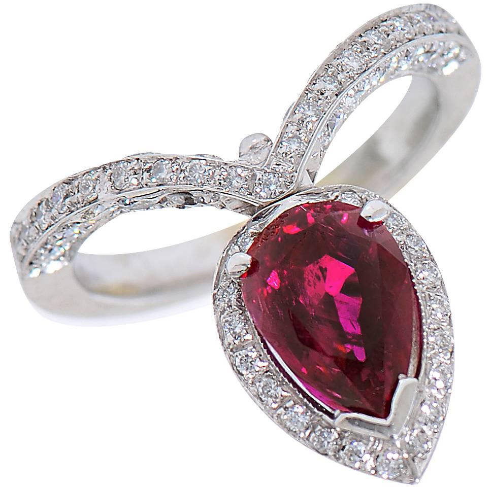 2.21 Carat Ruby Diamond Platinum Ring