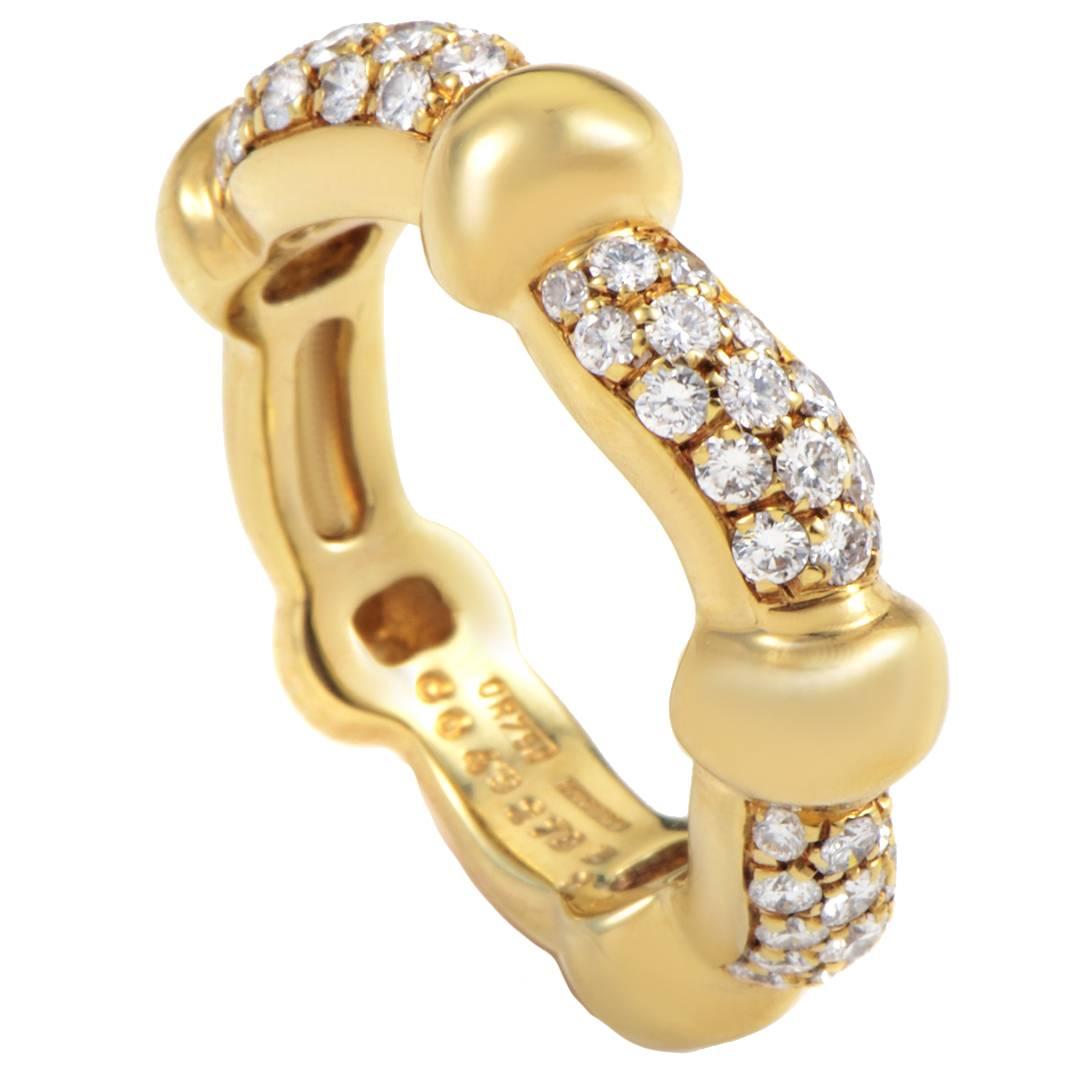 Boucheron Diamond 18K Yellow Gold Band Ring size 5.5