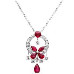 Graff Classic Diamond Ruby Gold Butterfly Pendant