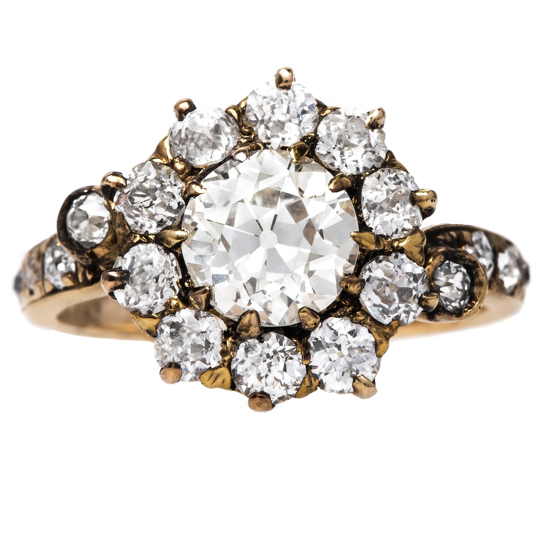 Stunning Antique Victorian Halo Engagement Ring with Subtle Oxidation ...