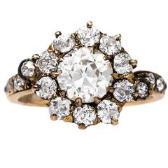 Stunning Antique Victorian Halo Engagement Ring with Subtle Oxidation