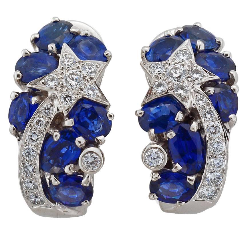 Chanel Sapphire Diamonds White Gold Comete Earrings