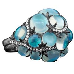 Arunashi Blue Moonstone Diamond Titanium Ring 11