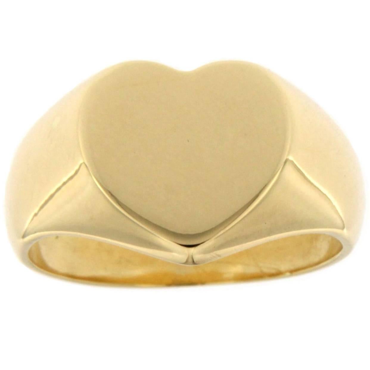 Jona 18 Karat Yellow Gold Heart Signet Ring