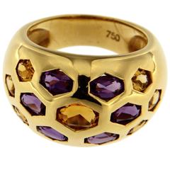 Jona Citrine Amethyst Gold Dome Ring 12